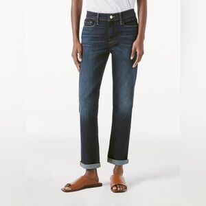 FRAME Denim || Le Garçon Straight Mid-Rise Boyfriend Jean‎ Freeman Dark Wash 26